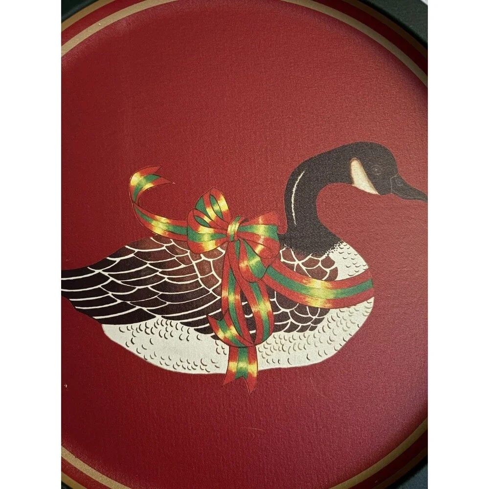 Wang’s Christmas Goose Duck Platter Tray Bow Holiday Vintage 1988 Metal Plate